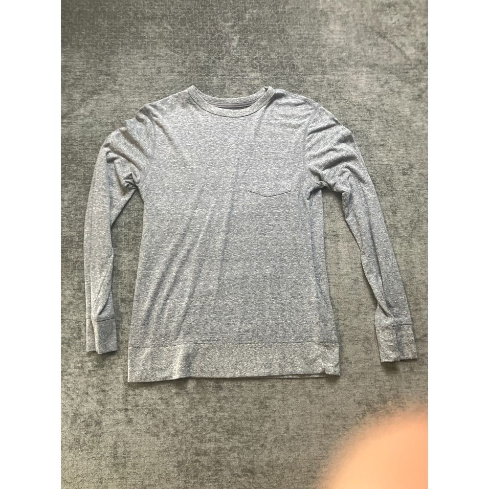 Merona Pocket T-Shirt Womens Small Heather Gray Textured Knit Crew Neck Pullover